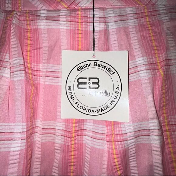 New, Vintage Elaine Benedict Plaid Print Searsucker Pants - Picture 3 of 7